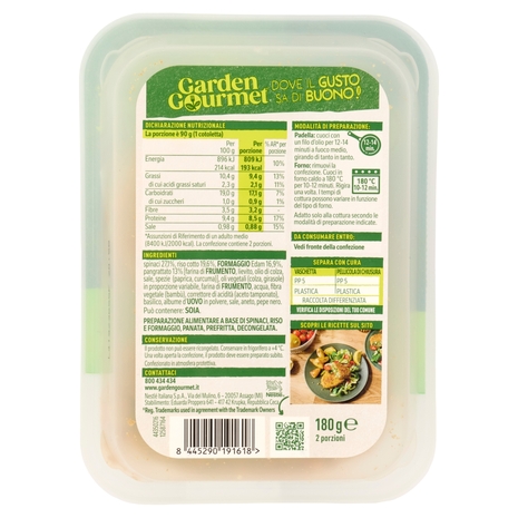GARDEN GOURMET Cotoletta Croccante Vegetale con Spinaci e Formaggi 2 pezzi 180 g